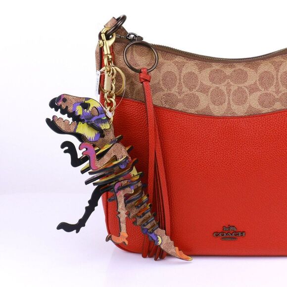 NWT Coach Large Rexy Dinosaur Keychain Bag Charm Orange - Picture 1 of 7